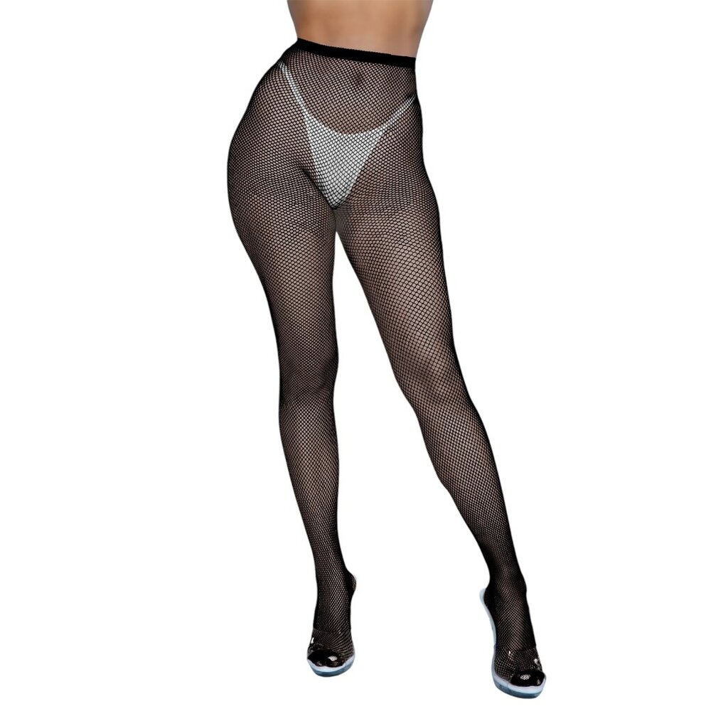 High Waisted Fishnet Pantyhose - Black